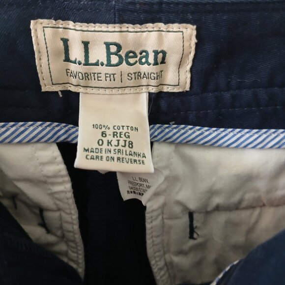 L.L. Bean Women's Favorite Fit Navy Chino Shorts Pink Anchors Size 6 100% Cotton - Picture 9 of 15